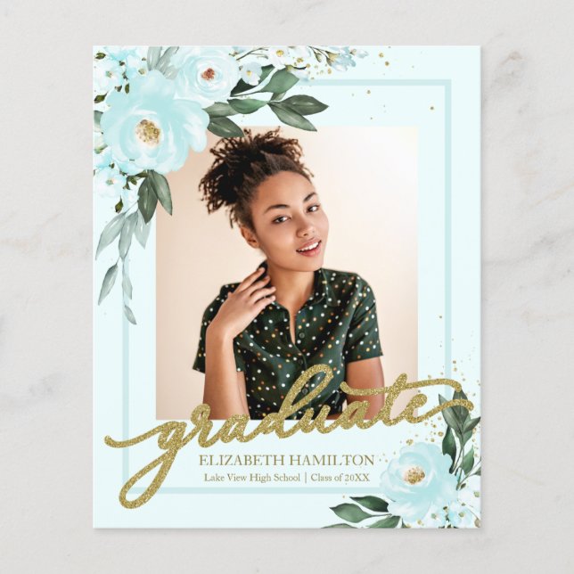 Cartão de Orçamento de Foto de Anúncio de Formando (Frente)