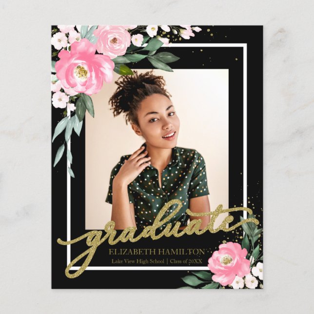 Cartão de Orçamento de Foto de Anúncio de Graduaçã (Frente)