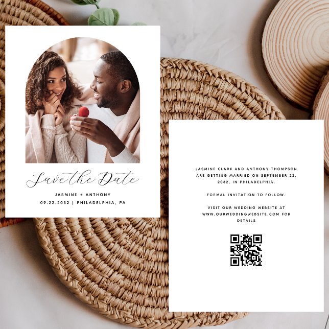 Cartão de Orçamento Mínimo Arco de Foto QR Save th (Criador carregado)