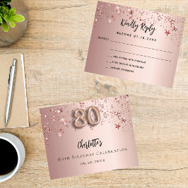 Cartão de orçamento RSVP para estrelas rosa de 80 