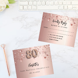 Cartão de orçamento RSVP para estrelas rosa de 80 