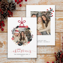 Cartão de Ornamento de Foto Feliz de Natal