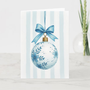 Cartão de Ornamento de Natal Floral Azul