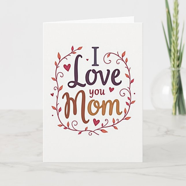 Cartão de Outono 'Eu Te Amo Mamãe' (Frente)