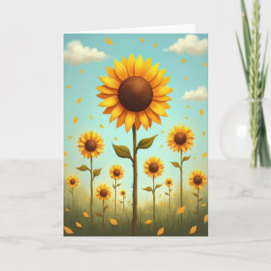 Cartão de Padrão de Campo de Flor de Ouro