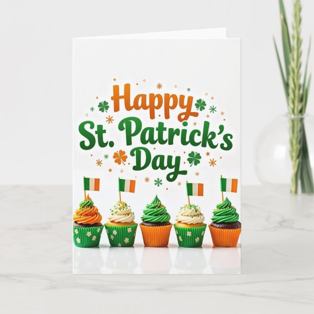 Cartão de Padrão de Cupcake Shamrock (Frente)