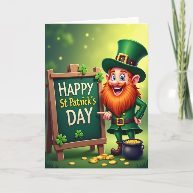 Cartão de Padrão do Leprechaun Sortudo (Frente)
