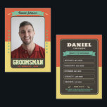 Cartão de Padrinho de casamento Personalizado, Mel<br><div class="desc">Adicione uma reviravolta divertida ao seu casamento com este cartão de troca de padrinhos de casamento personalizado! Apresentando fotos personalizadas, estatísticas e detalhes divertidos, é uma forma criativa de honrar seu melhor homem ou padrinhos de casamento. Perfeito como uma vitória de casamento, um favor do partido solteiro, ou uma ideia...</div>