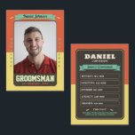 Cartão de Padrinho de casamento Personalizado, Mel<br><div class="desc">Adicione uma reviravolta divertida ao seu casamento com este cartão de troca de padrinhos de casamento personalizado! Apresentando fotos personalizadas, estatísticas e detalhes divertidos, é uma forma criativa de honrar seu melhor homem ou padrinhos de casamento. Perfeito como uma vitória de casamento, um favor do partido solteiro, ou uma ideia...</div>