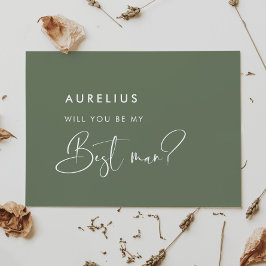 Cartão de padrinho de elegante tom verde menta