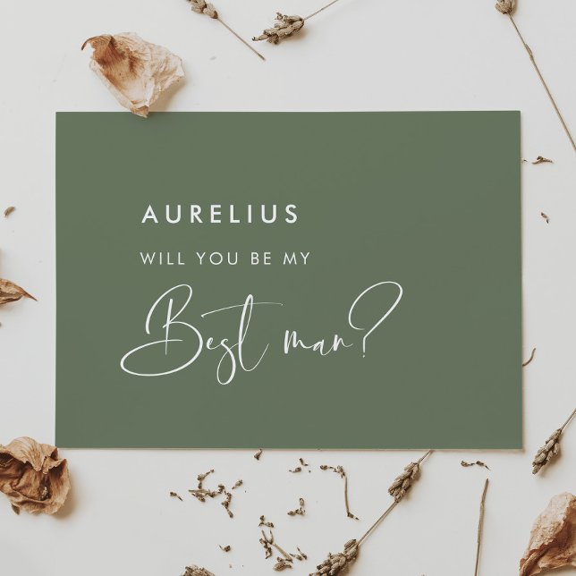 Cartão de padrinho de verde sálvia elegante (Criador carregado)