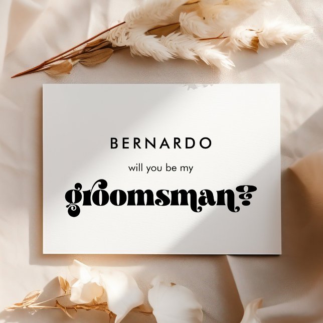 Cartão de padrinho retro preto e branco (Criador carregado)