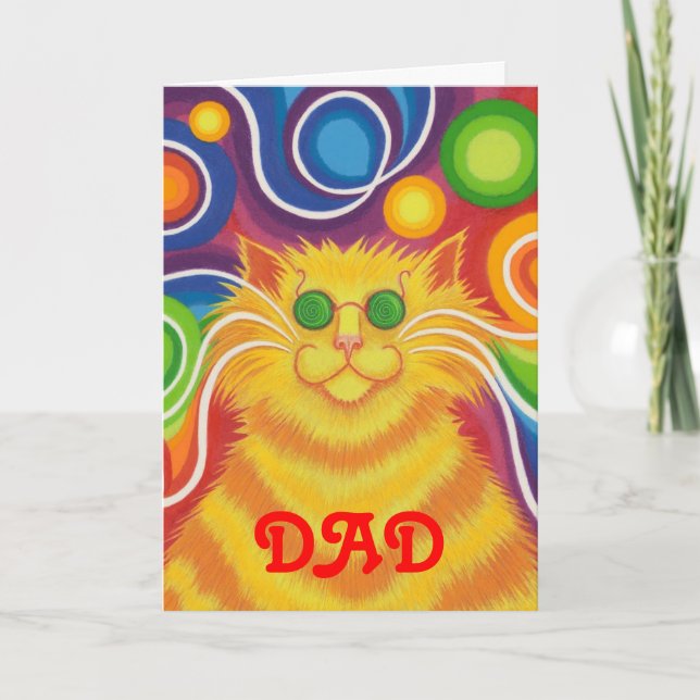 Cartão de "Pai" "groovy-cat-delic" (Frente)