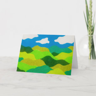 Cartão de Paisagem Abstrata com Lápis de Cor e Céu