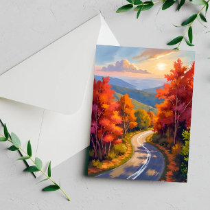 Cartão de Paisagem em Aquarela do Outono em Vermon