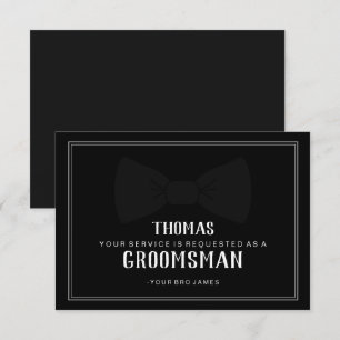 Cartão de Pajem Casamento - Preto em Gravata Borbo