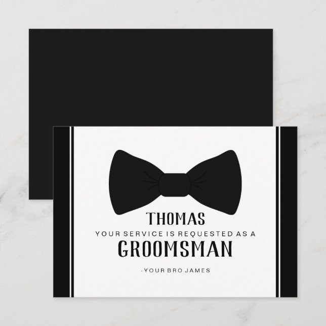 Cartão de Pajem Casamento - Tux Gravata Borboleta  (Frente/Verso)