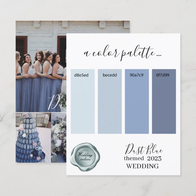 Cartão de Paleta de Cores Azul de Poeira 2023 (Frente/Verso)