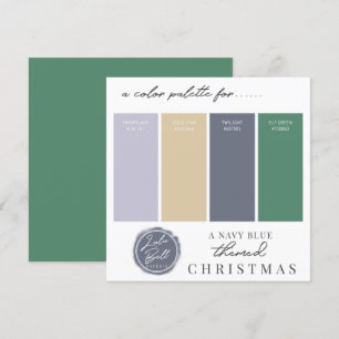 Cartão de Paleta de Cores Azul Naval Dourado e Ver