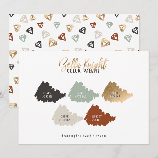 Cartão de Paleta de Cores Bege Verde Siena Queimad (Frente/Verso)