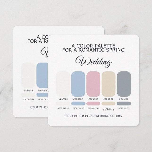 Cartão de Paleta de Cores de Casamento Azul Claro  (Frente/Verso)