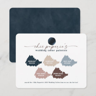 Cartão de Paleta de Cores de Casamento Azul com ma