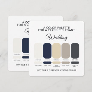 Cartão de Paleta de Cores de Casamento Azul Marinh
