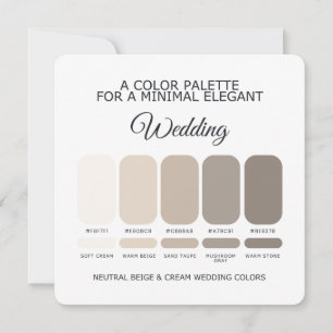 Cartão de Paleta de Cores de Casamento Bege e Crem