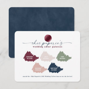 Cartão de Paleta de Cores de Casamento Burgundy Na