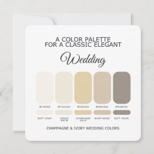 Cartão de Paleta de Cores de Casamento Champanhe e