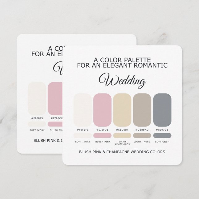 Cartão de Paleta de Cores de Casamento Champanhe R (Frente/Verso)