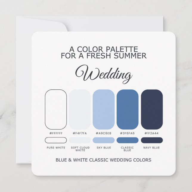 Cartão de Paleta de Cores de Casamento Clássico Az (Frente)