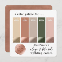 Cartão de Paleta de Cores de Casamento Clay & Blus