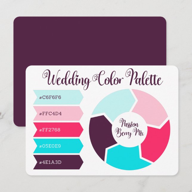 Cartão de Paleta de Cores de Casamento com Códigos (Frente/Verso)
