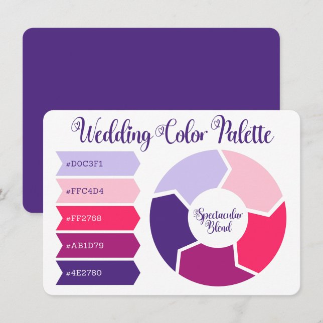 Cartão de Paleta de Cores de Casamento com Códigos (Frente/Verso)