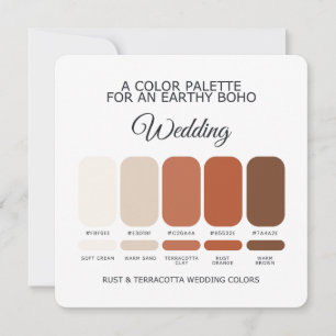 Cartão de Paleta de Cores de Casamento Ferrugem e