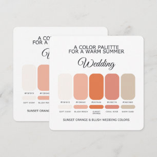 Cartão de Paleta de Cores de Casamento Laranja Pôr