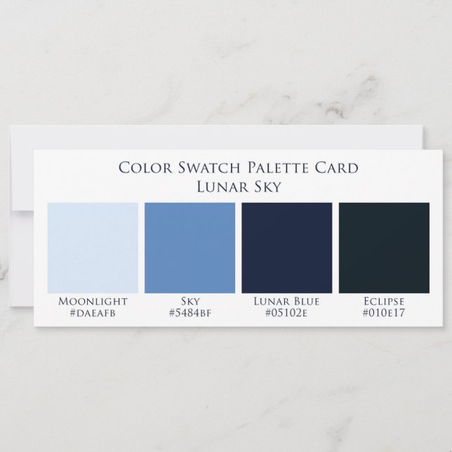 Cartão de Paleta de Cores de Casamento Lua do Céu  (Frente)