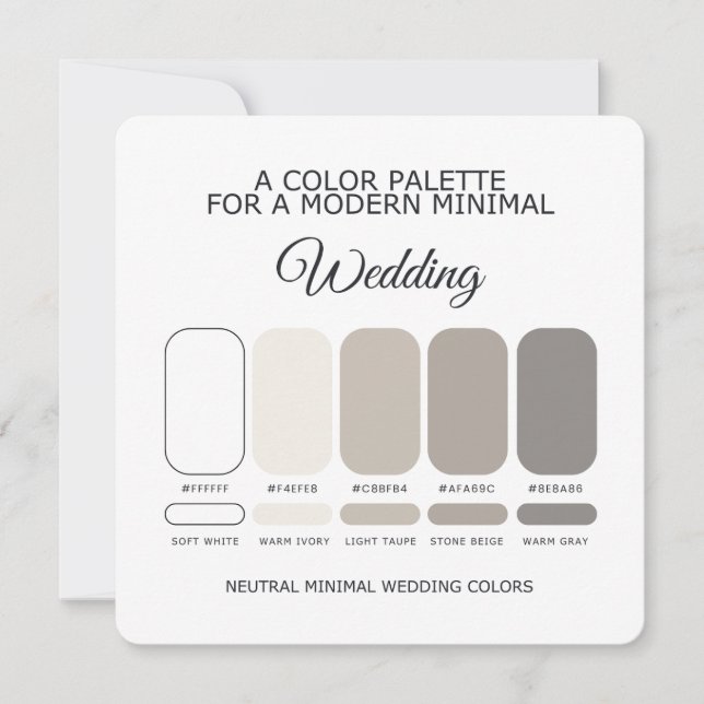 Cartão de Paleta de Cores de Casamento Minimal Neu (Frente)