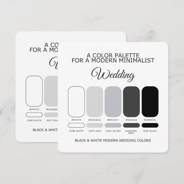 Cartão de Paleta de Cores de Casamento Moderno Pre (Frente/Verso)