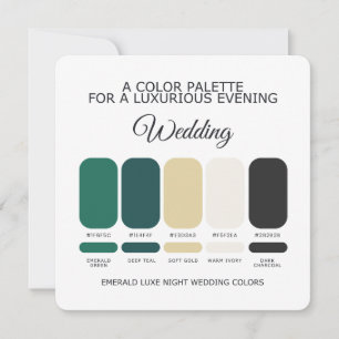 Cartão de Paleta de Cores de Casamento Verde Esmer