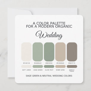 Cartão de Paleta de Cores de Casamento Verde Salvi