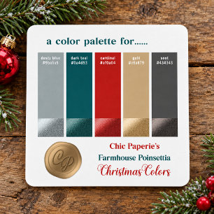 Cartão de Paleta de Cores de Natal Vermelho e Dour
