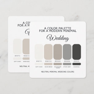 Cartão de Paleta de Cores Neutras para Casamento