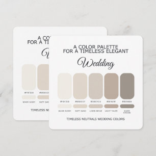 Cartão de Paleta de Cores Neutras para Casamento
