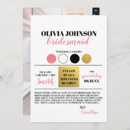 Cartão de Paleta de Cores para Proposta de Dama de