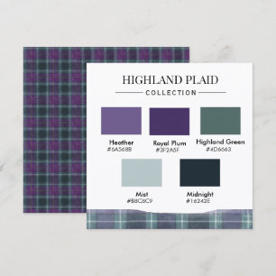 Cartão de Paleta de Cores Plaid das Terras Altas