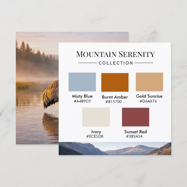 Cartão de Paleta de Cores Serenidade Montanhosa (Frente/Verso)