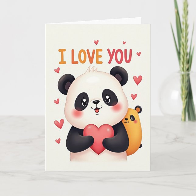 Cartão de Panda Eu Te Amo (Frente)