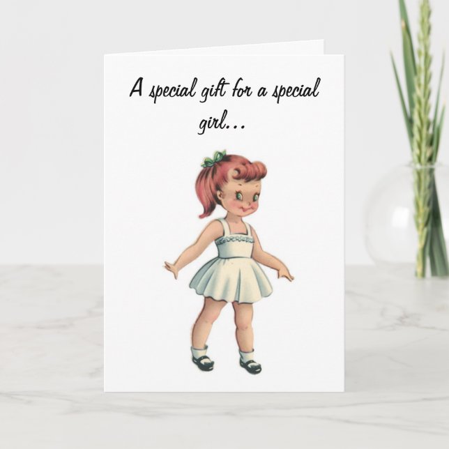 Cartão de papel do feliz aniversario da boneca e (Frente)